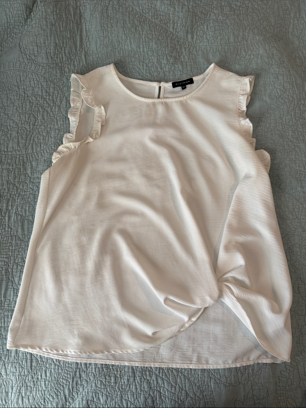 Pleione Cream Ruffle-Sleeve Sleeveless Blouse